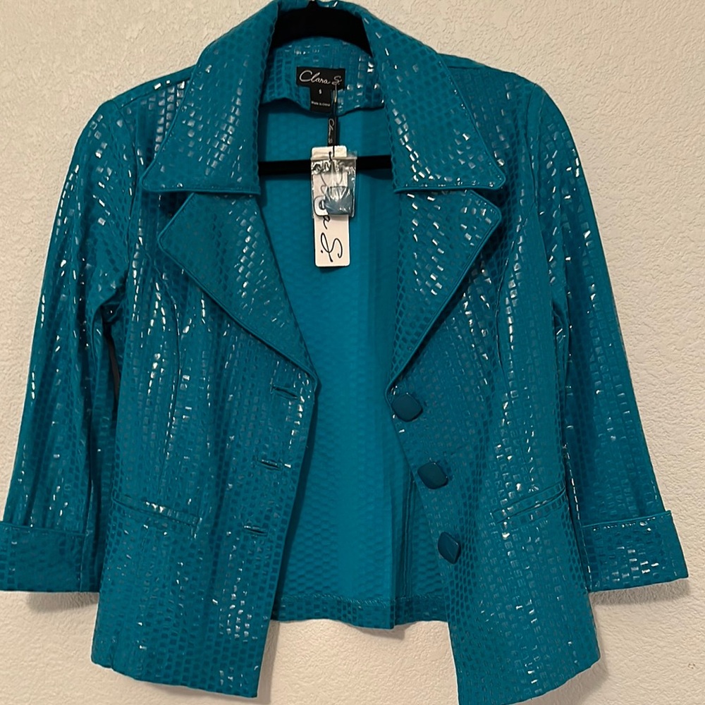 Clara S. Teal Blue sequin Blazer Design - Picture 2 of 11